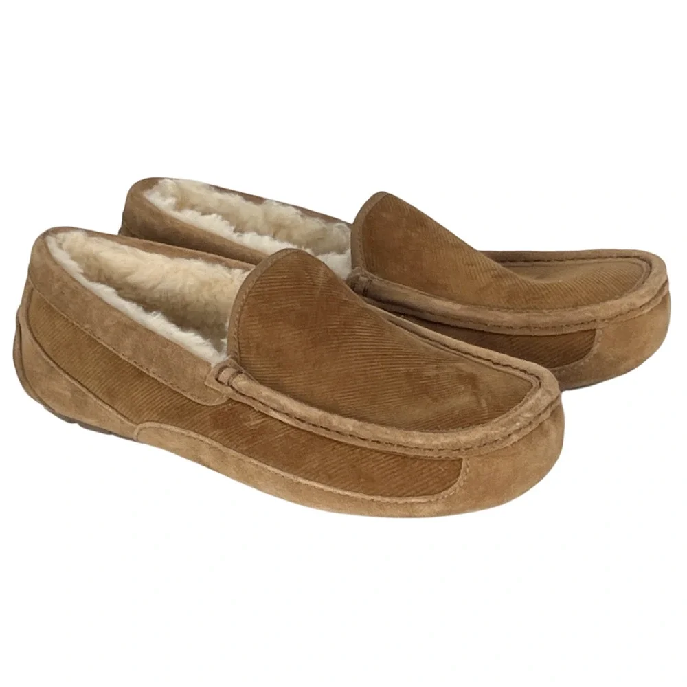 NEW UGG CHESTNUT CORDUROY ASCOT SLIPPERS MOCCASIN SHOES 1125932 SZ 8